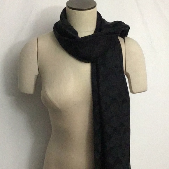 NWT Coach Signature C Wrap Wool Silk Blend Black - Picture 4 of 8